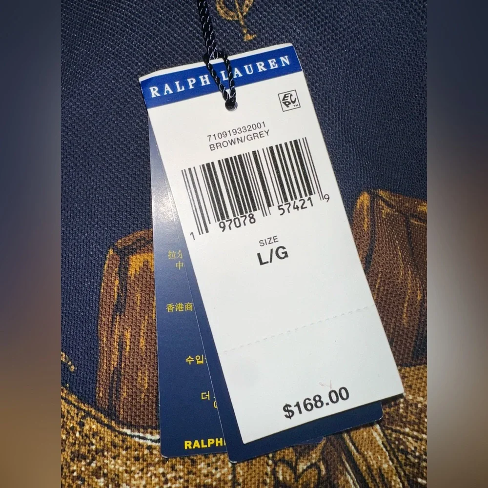 Ralph Lauren Classic Fit Saddle Print Mesh Polo Shirt Men’s Size Large Brand New - Picture 4 of 4